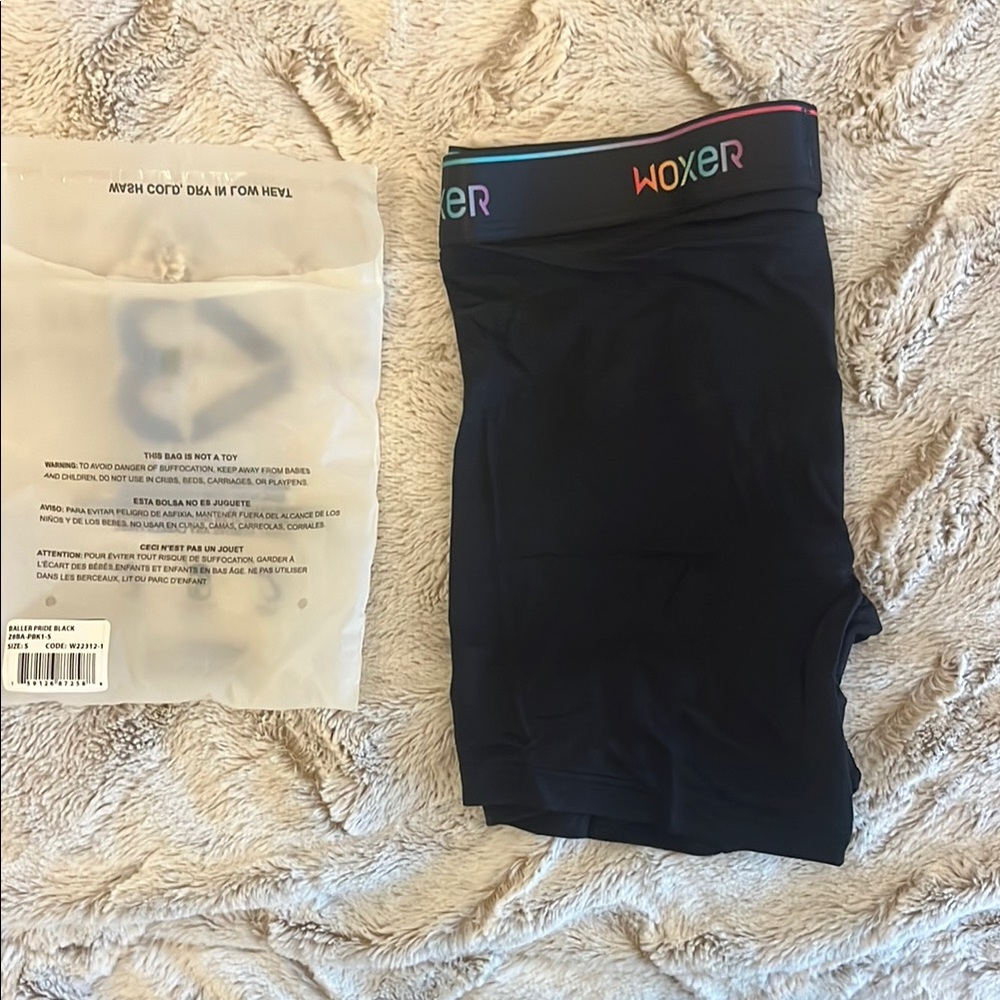 Woxer Women’s Black Boxer Briefs with Rainbow Waistband